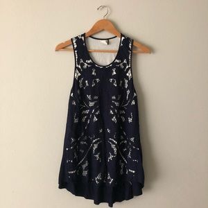 Anthropologie Akemi + Kin Navy and White Lace Tank